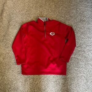 Cincinnati Reds ANTIGUA Mens Sweatshirt  1/4 Zip Red Wishbone C Logo Baseball XL